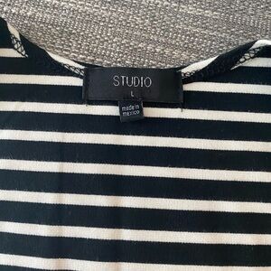 Studio Black and White Striped Tank Top